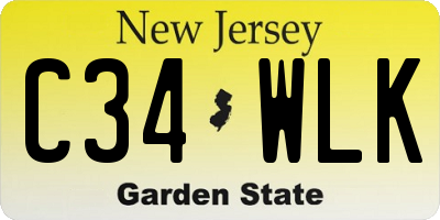 NJ license plate C34WLK