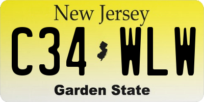 NJ license plate C34WLW