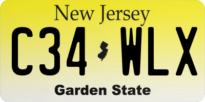 NJ license plate C34WLX