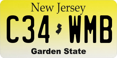 NJ license plate C34WMB