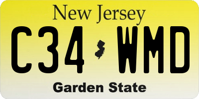 NJ license plate C34WMD