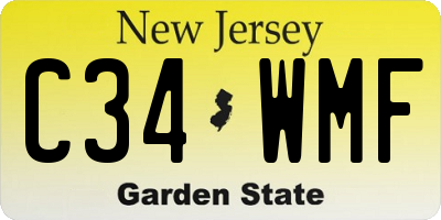 NJ license plate C34WMF