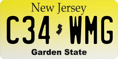 NJ license plate C34WMG