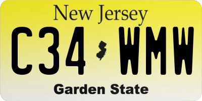 NJ license plate C34WMW