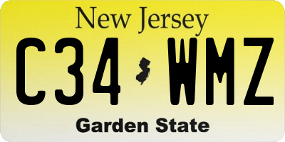 NJ license plate C34WMZ