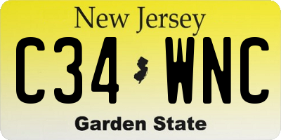 NJ license plate C34WNC