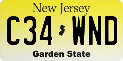 NJ license plate C34WND