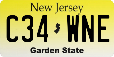 NJ license plate C34WNE