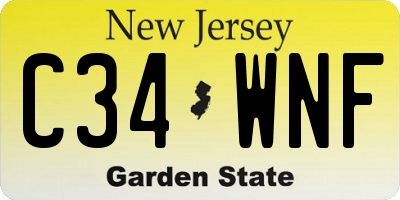 NJ license plate C34WNF