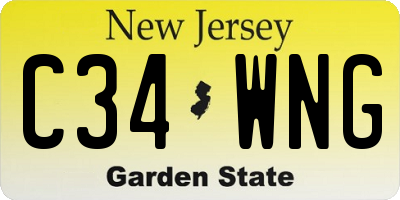 NJ license plate C34WNG