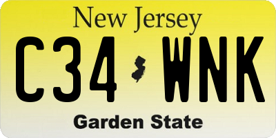 NJ license plate C34WNK