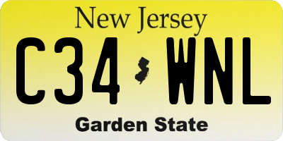 NJ license plate C34WNL