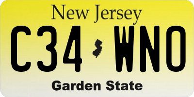NJ license plate C34WNO