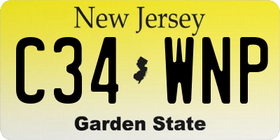 NJ license plate C34WNP