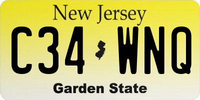 NJ license plate C34WNQ