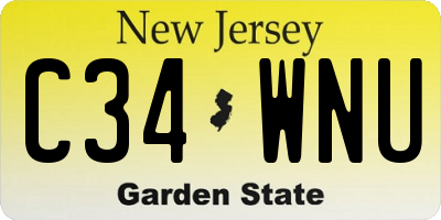 NJ license plate C34WNU