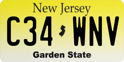 NJ license plate C34WNV
