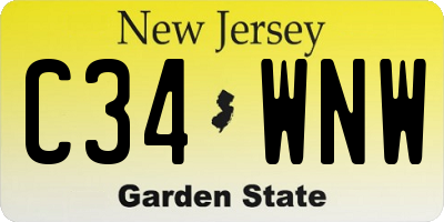 NJ license plate C34WNW
