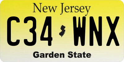 NJ license plate C34WNX