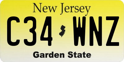 NJ license plate C34WNZ