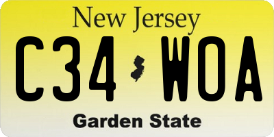 NJ license plate C34WOA