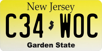 NJ license plate C34WOC