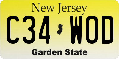 NJ license plate C34WOD