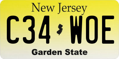 NJ license plate C34WOE