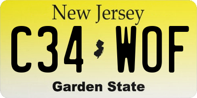 NJ license plate C34WOF