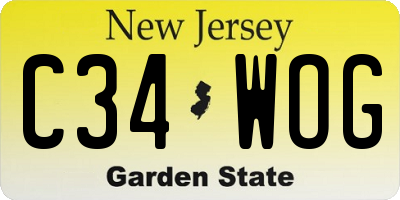 NJ license plate C34WOG