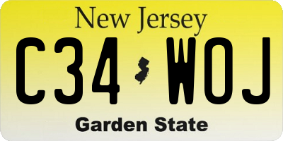 NJ license plate C34WOJ