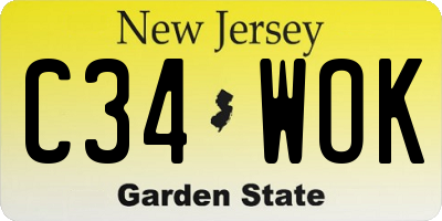 NJ license plate C34WOK