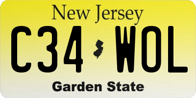 NJ license plate C34WOL