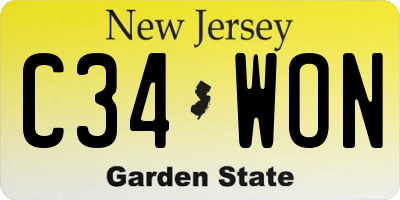 NJ license plate C34WON