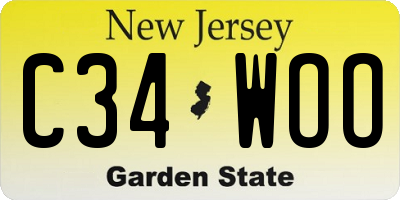 NJ license plate C34WOO