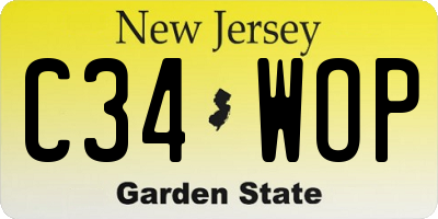 NJ license plate C34WOP