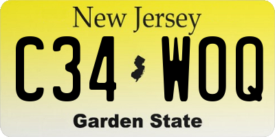 NJ license plate C34WOQ