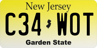 NJ license plate C34WOT