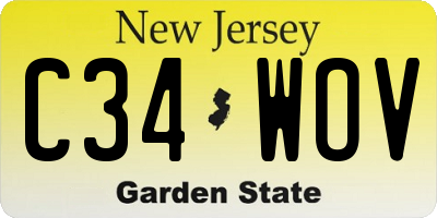NJ license plate C34WOV