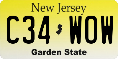 NJ license plate C34WOW