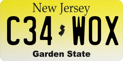 NJ license plate C34WOX