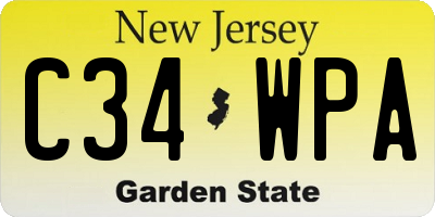 NJ license plate C34WPA