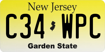 NJ license plate C34WPC