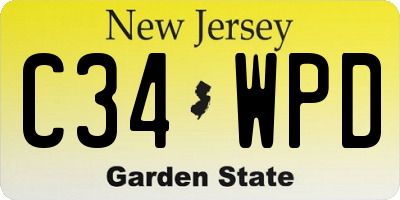 NJ license plate C34WPD