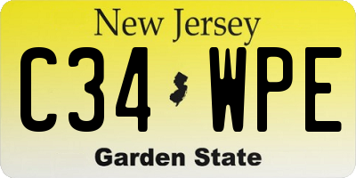NJ license plate C34WPE