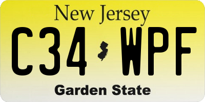 NJ license plate C34WPF