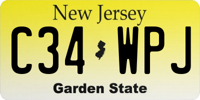 NJ license plate C34WPJ