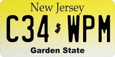 NJ license plate C34WPM