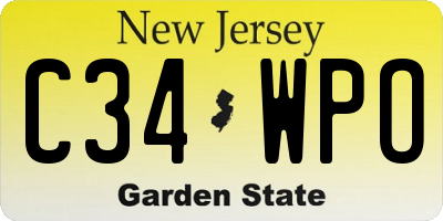 NJ license plate C34WPO