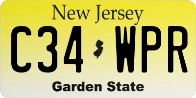 NJ license plate C34WPR